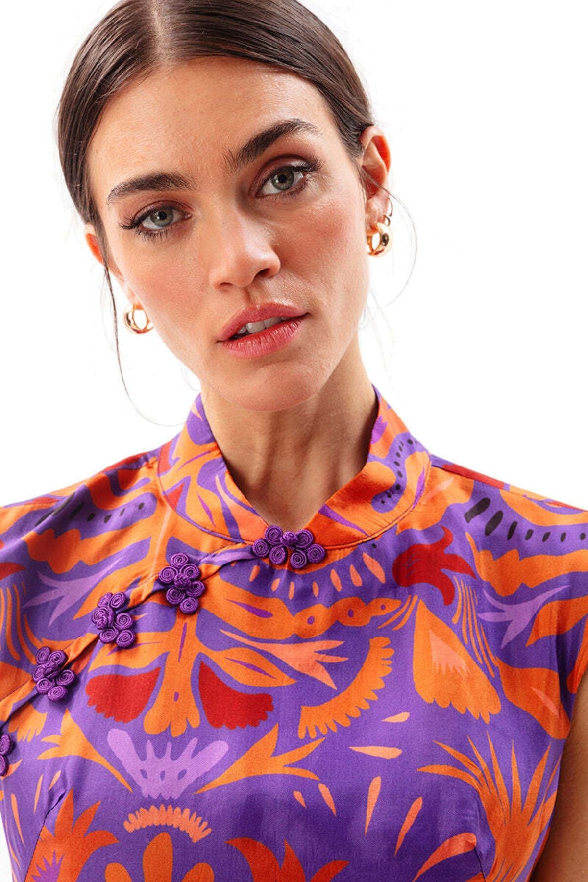 Mauve Maxi Cheongsam Dress