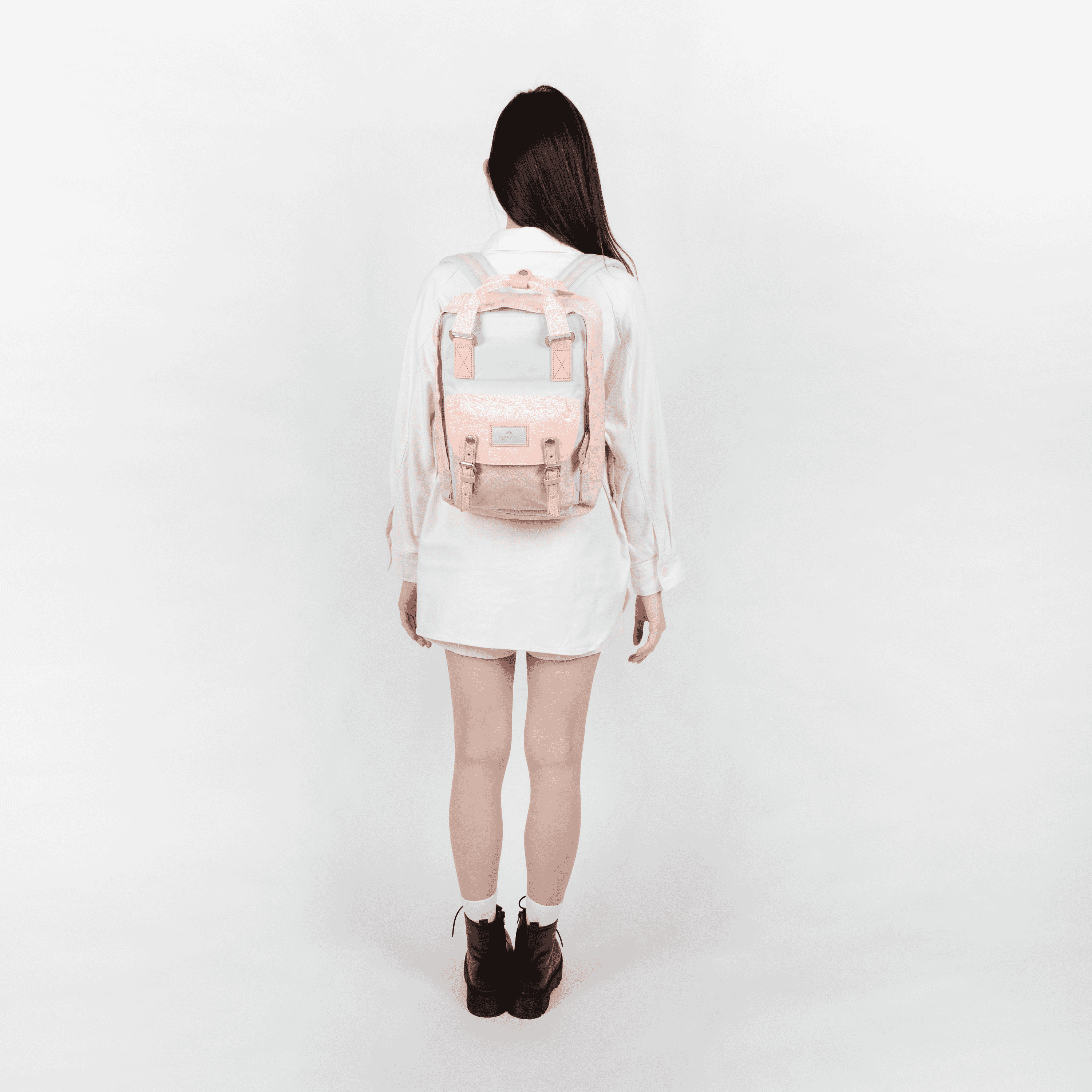 Doughnut Macaroon Iceberg x Sakura unisex backpack back view