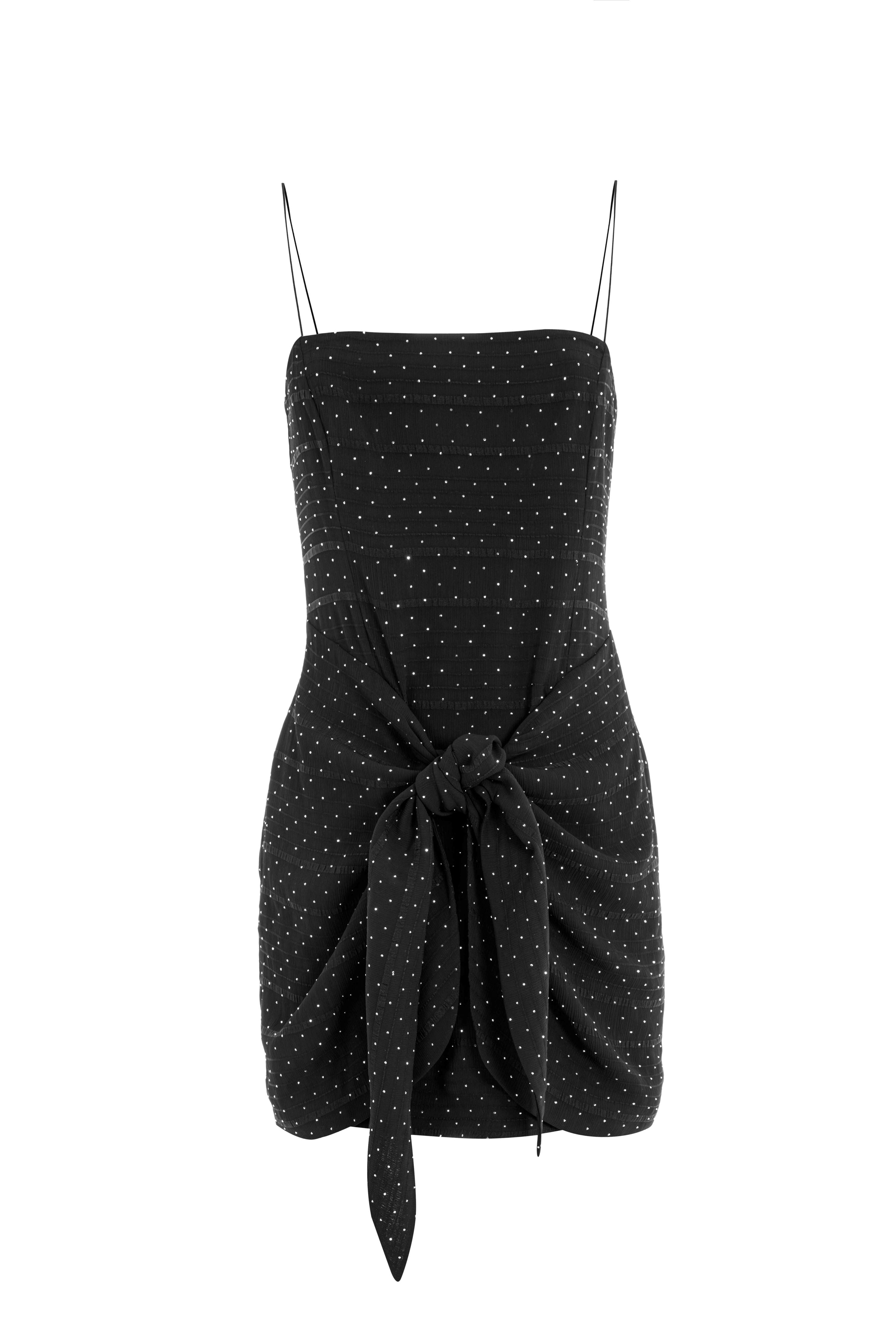 Black Rhinestone Mini Dress