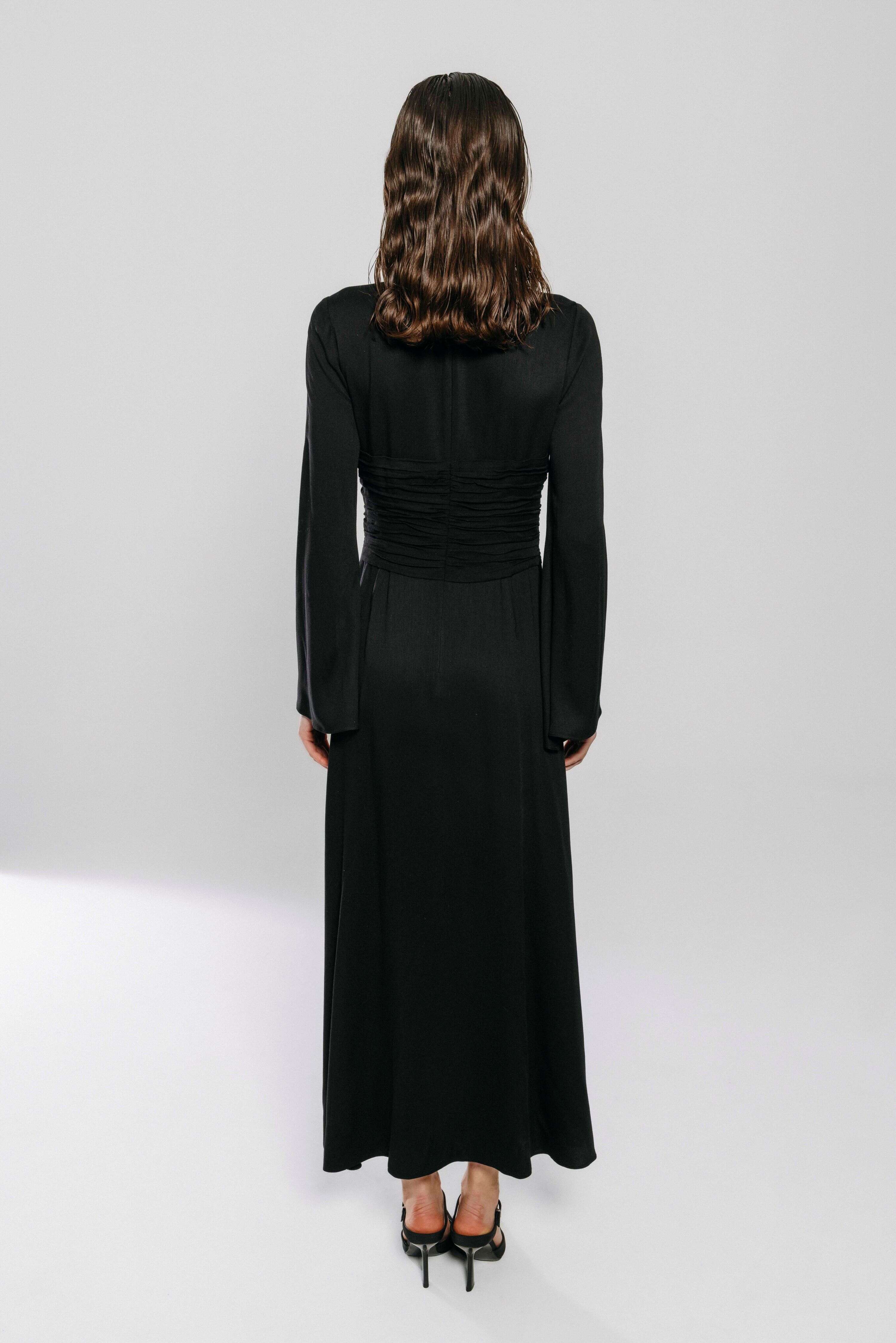 Dubai, UAE, Shopiva FILKK Black Rhinestone Maxi Dress – women’s rhinestone maxi dress with front knot