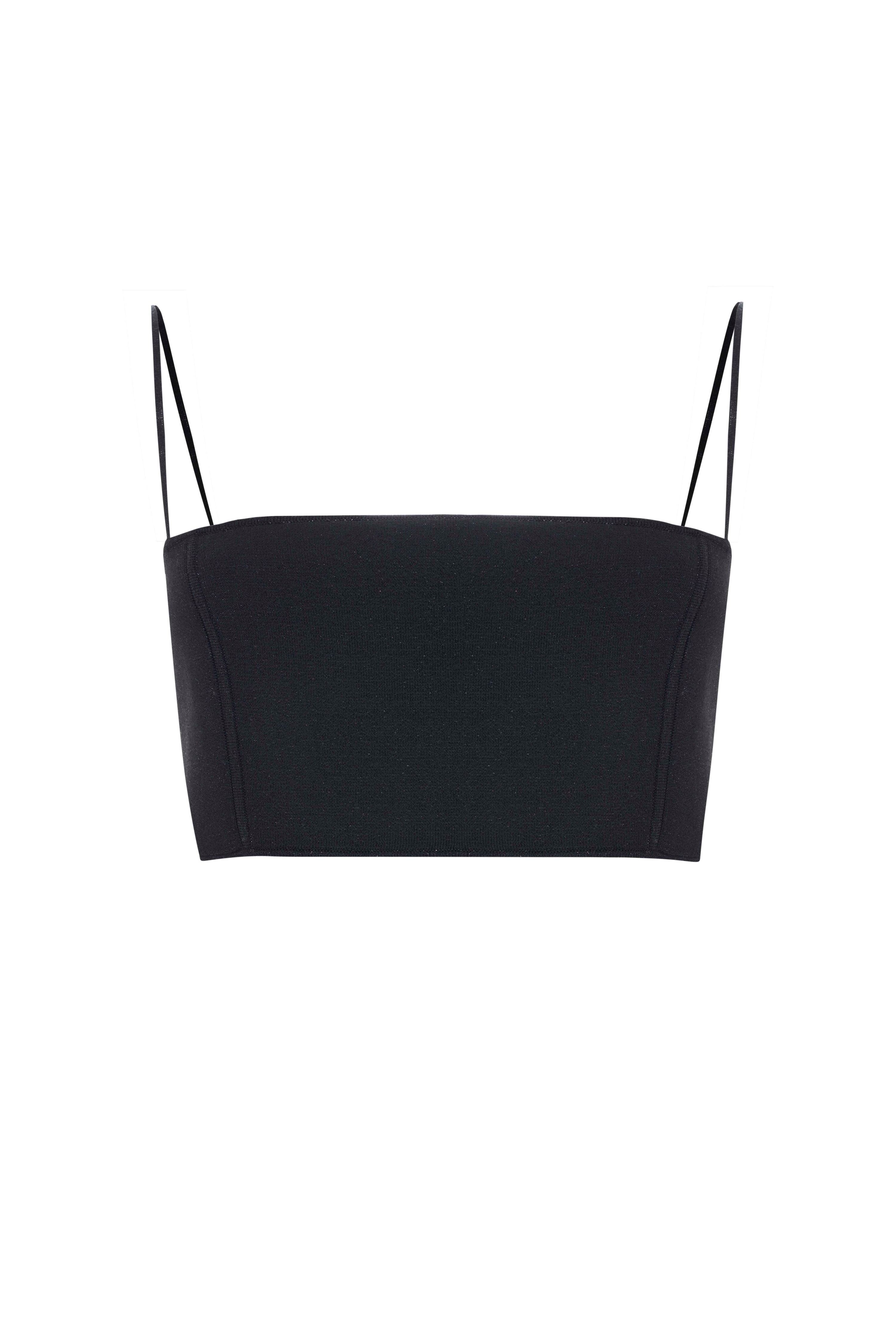Black Glitter Knit Crop Top