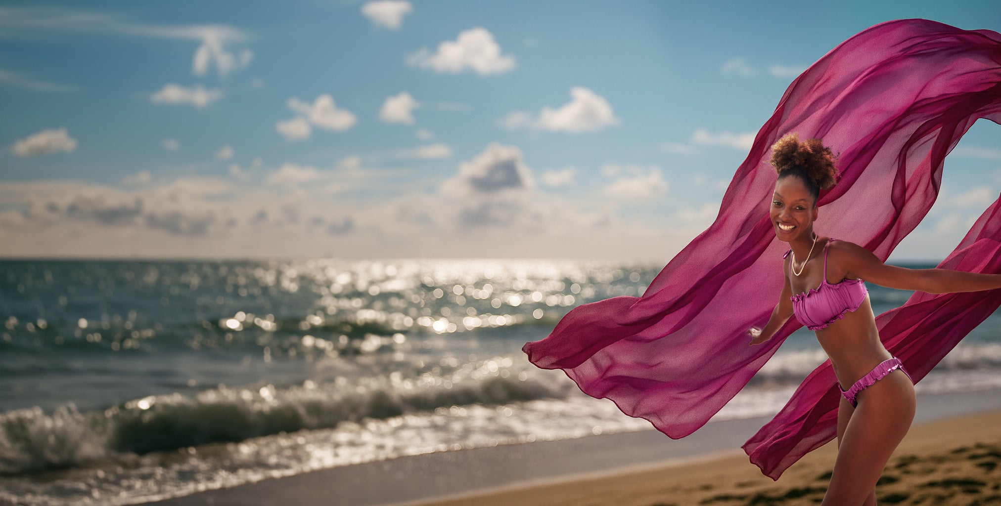 Dubai, UAE, Shopiva pink frill bikini set