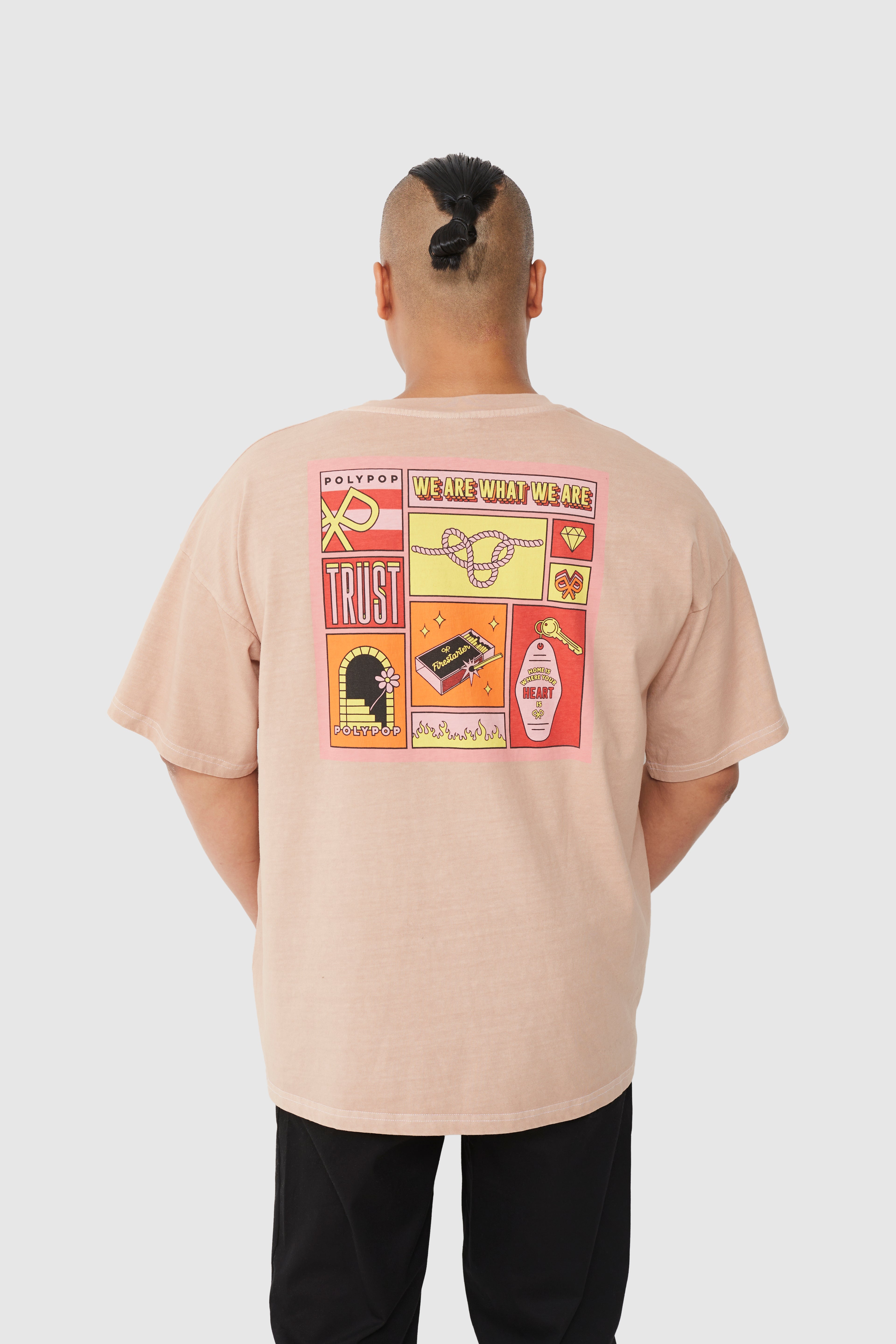 "Home" Pale Brown Boxy Fit T-Shirt