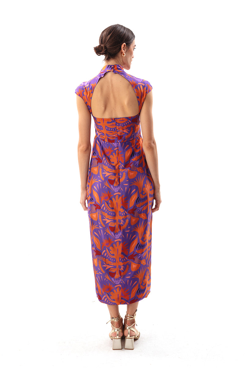 Mauve Maxi Cheongsam Dress