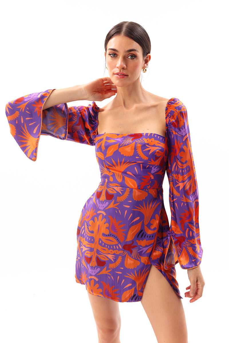 Mauve Square Neck Dress
