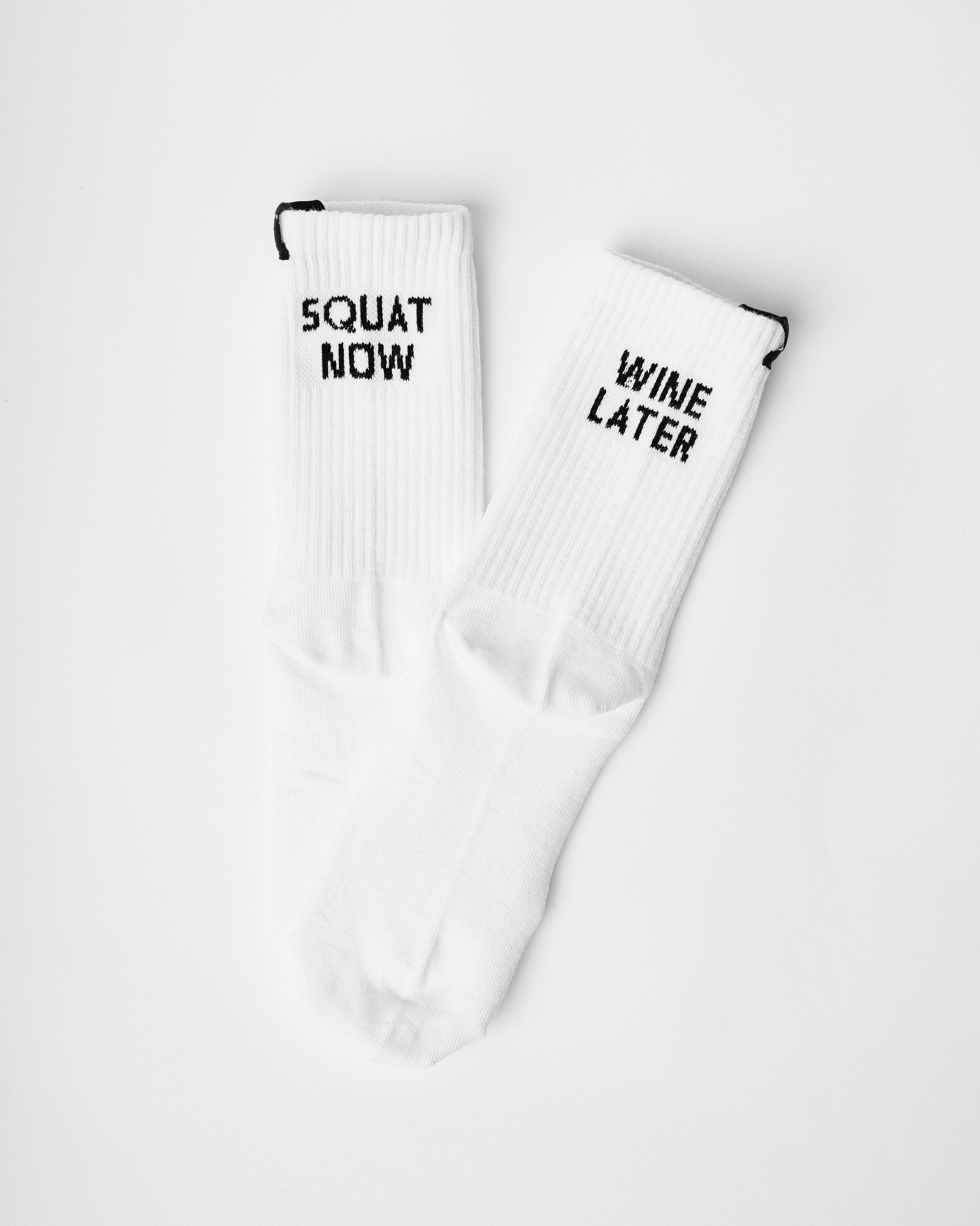 Gym Sox Squat Now Wine Later Socks – motivational workout socks