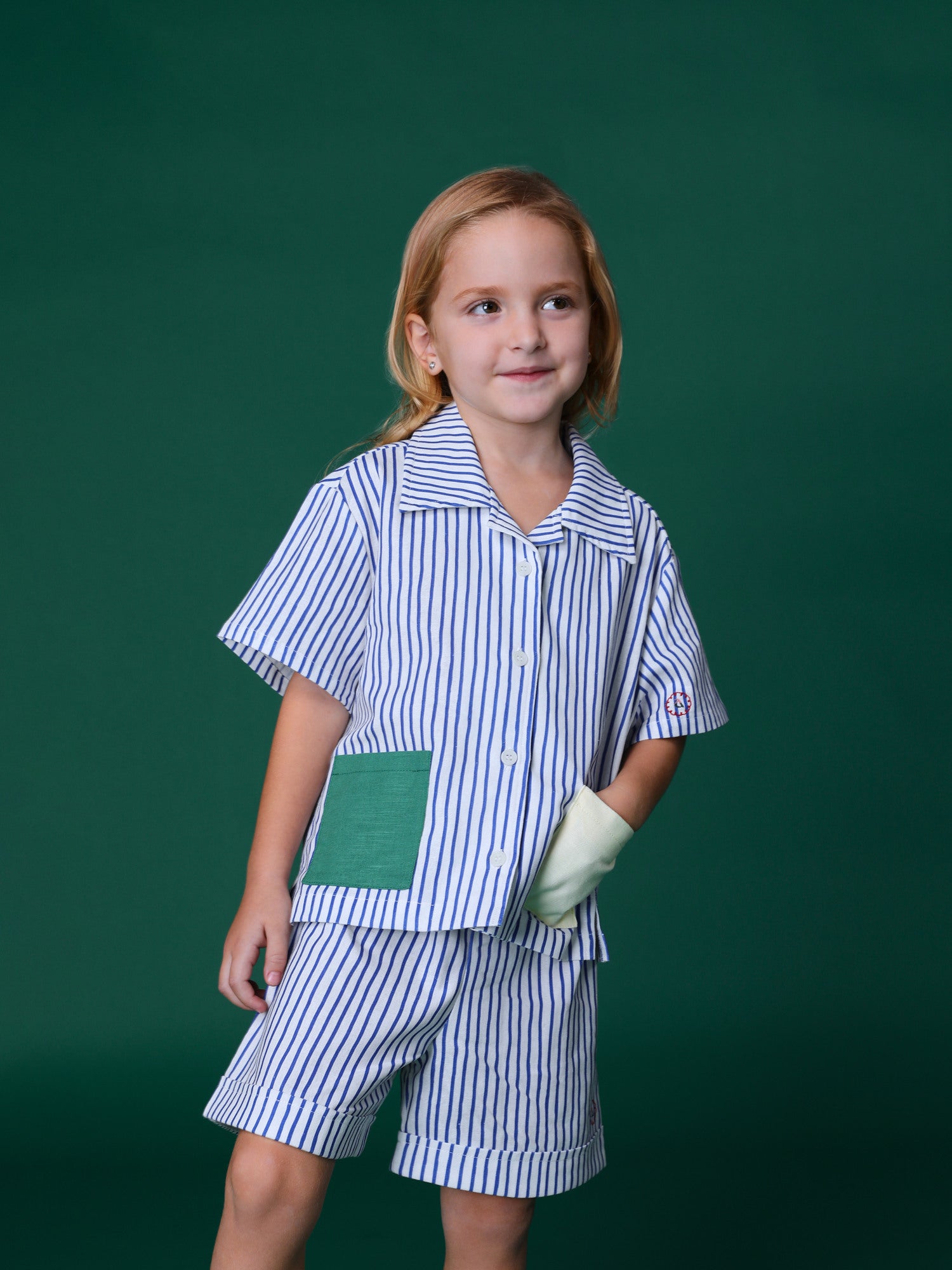 Dubai, UAE, Shopiva Avaacha Color Block Stripes Linen Blend Co-ord Set – kids striped shirt and shorts set