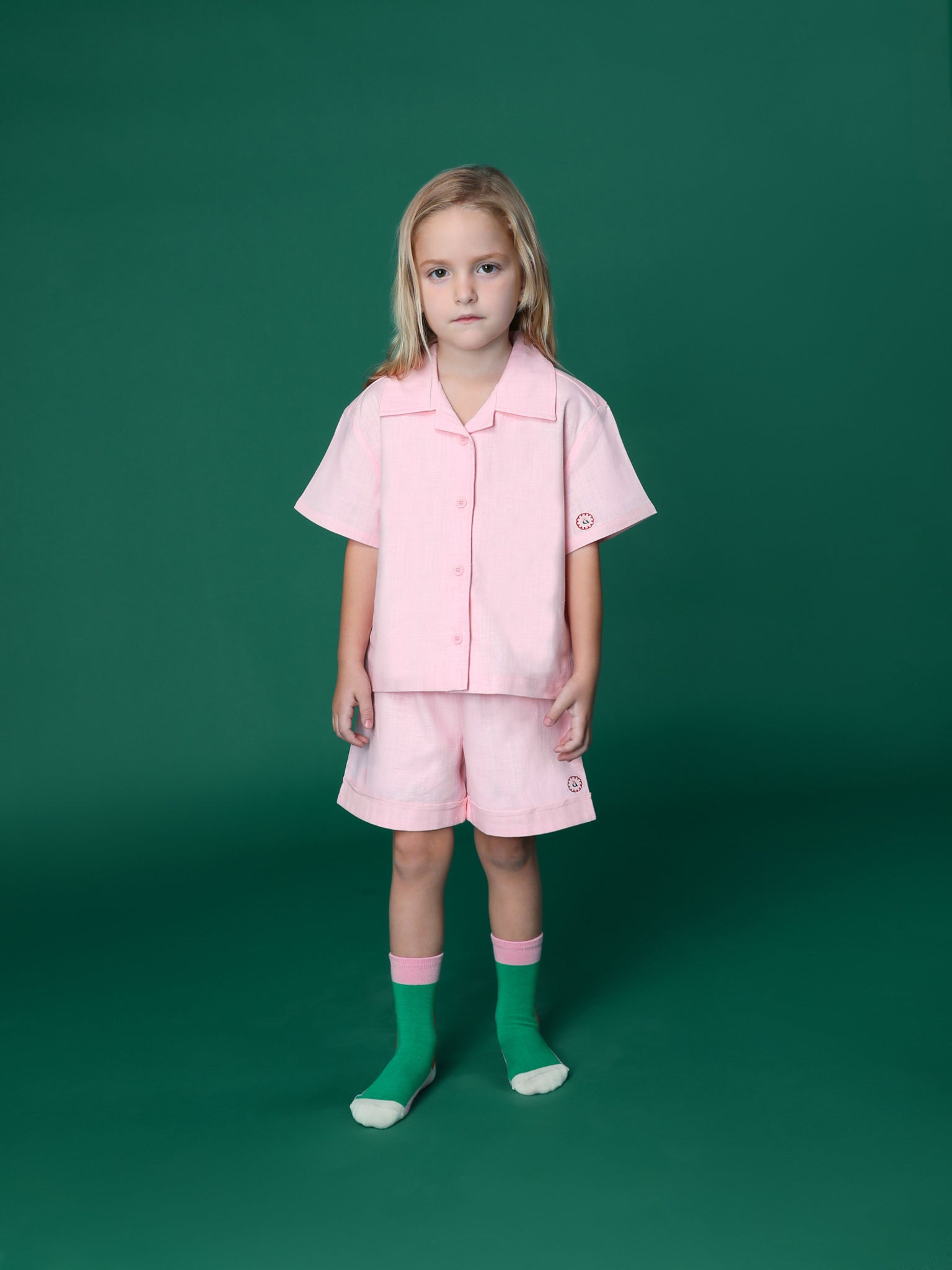 Dubai, UAE, Shopiva Avaacha Cotton Candy Pink Linen Co-ord Set – kids pink shirt and shorts set