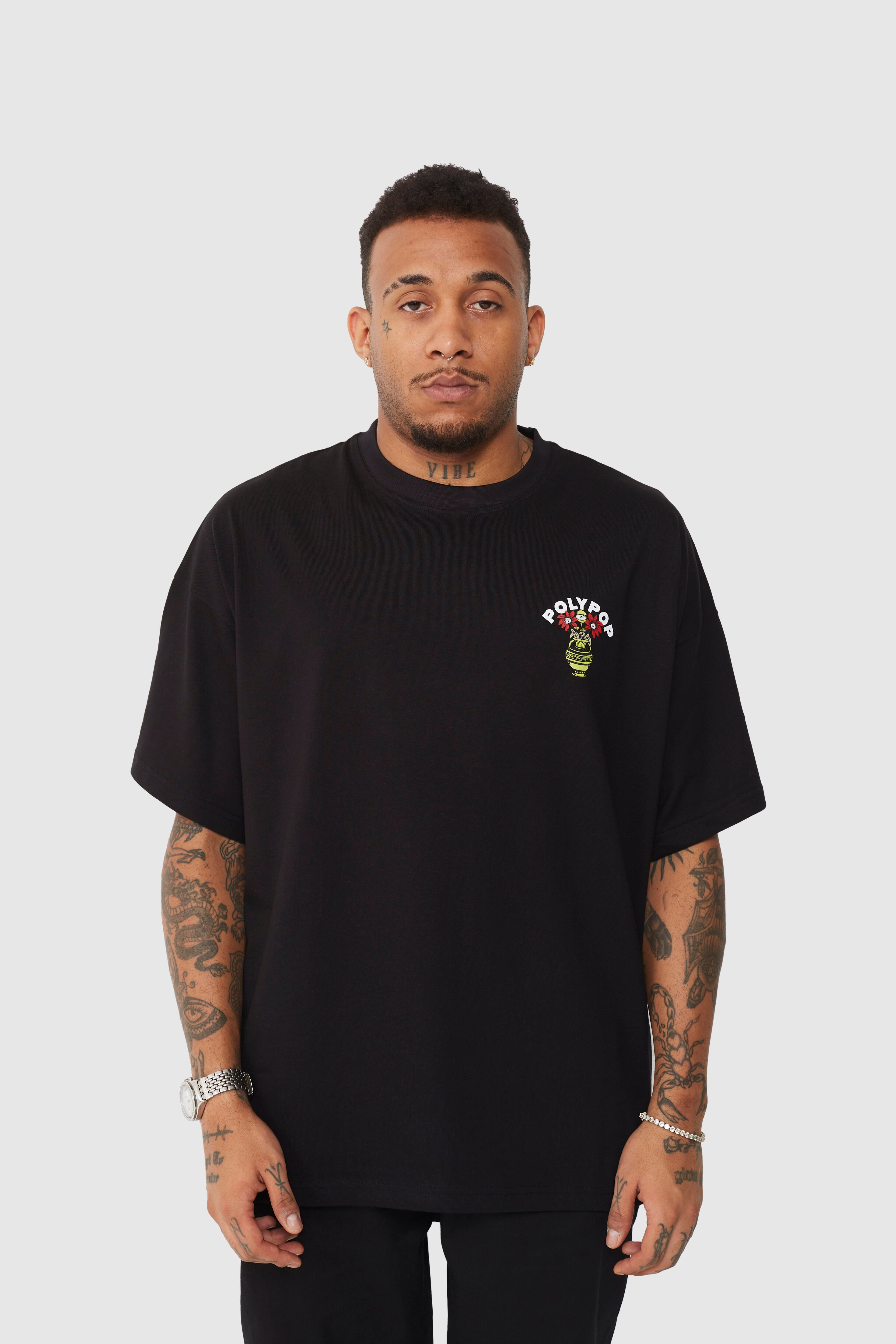 Polypop Vase Black T-Shirt – oversize black streetwear graphic tee