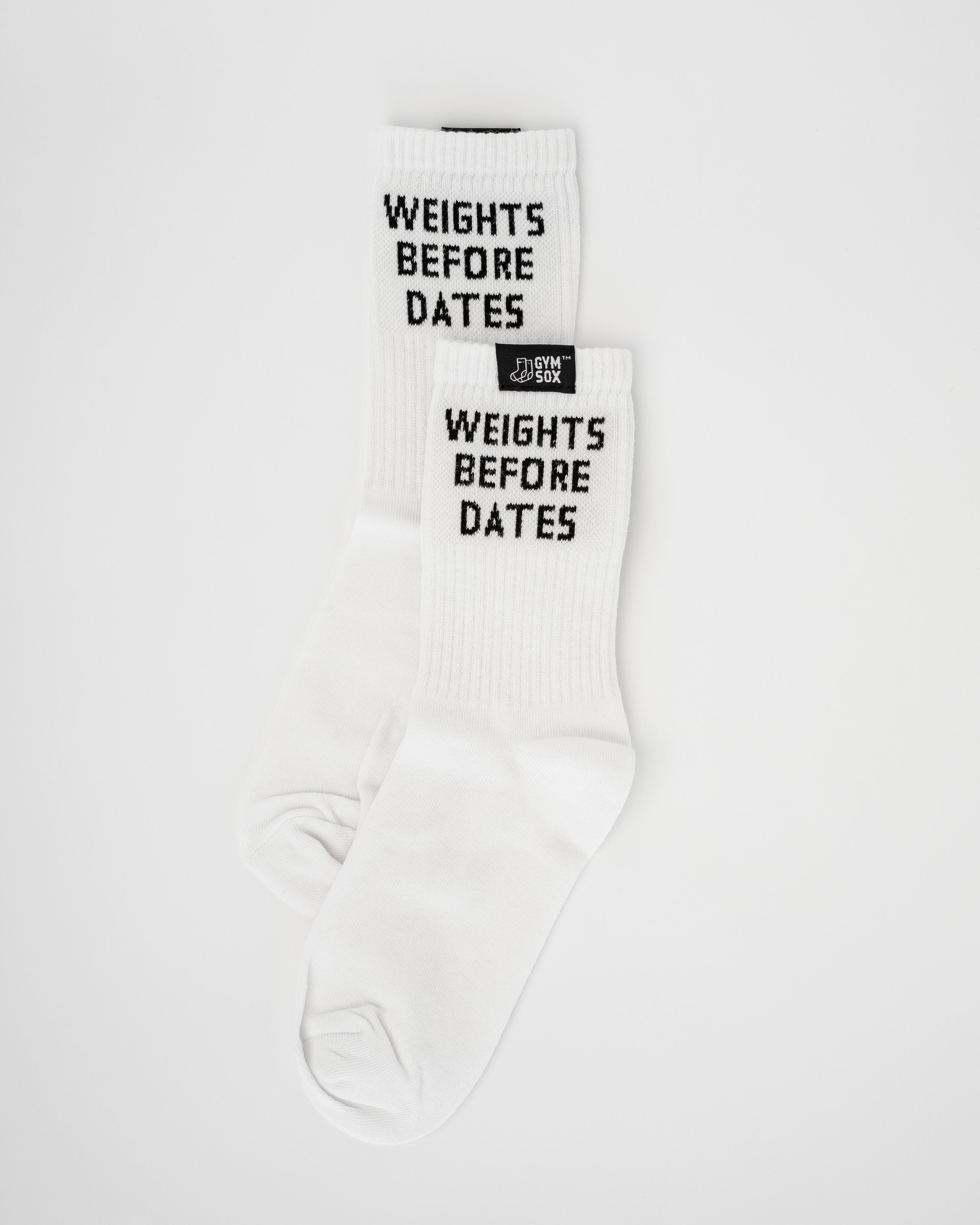 Gym Sox Weights Before Dates Socks – unisex cotton socks with motivational slogan