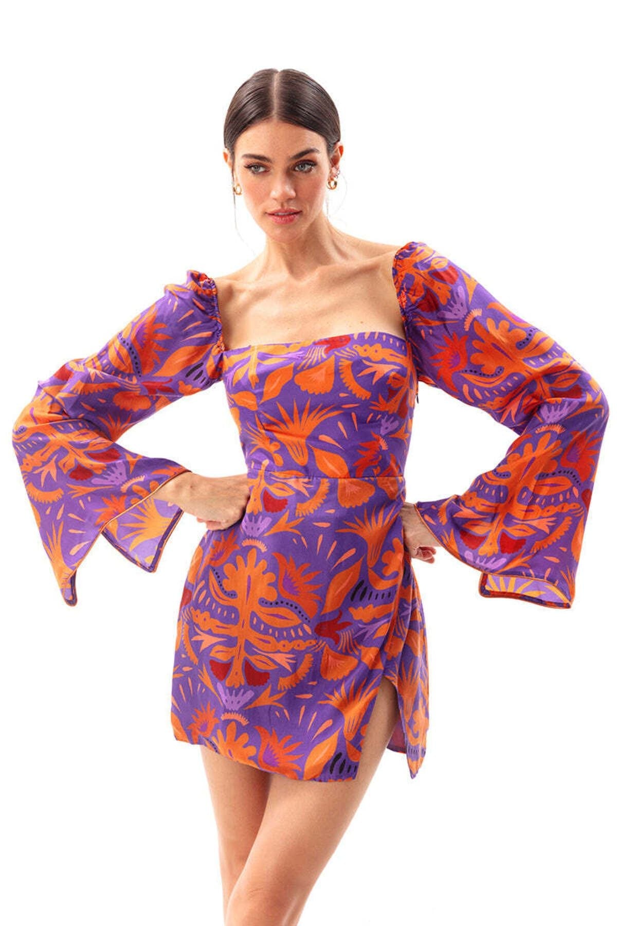 Mauve Square Neck Dress