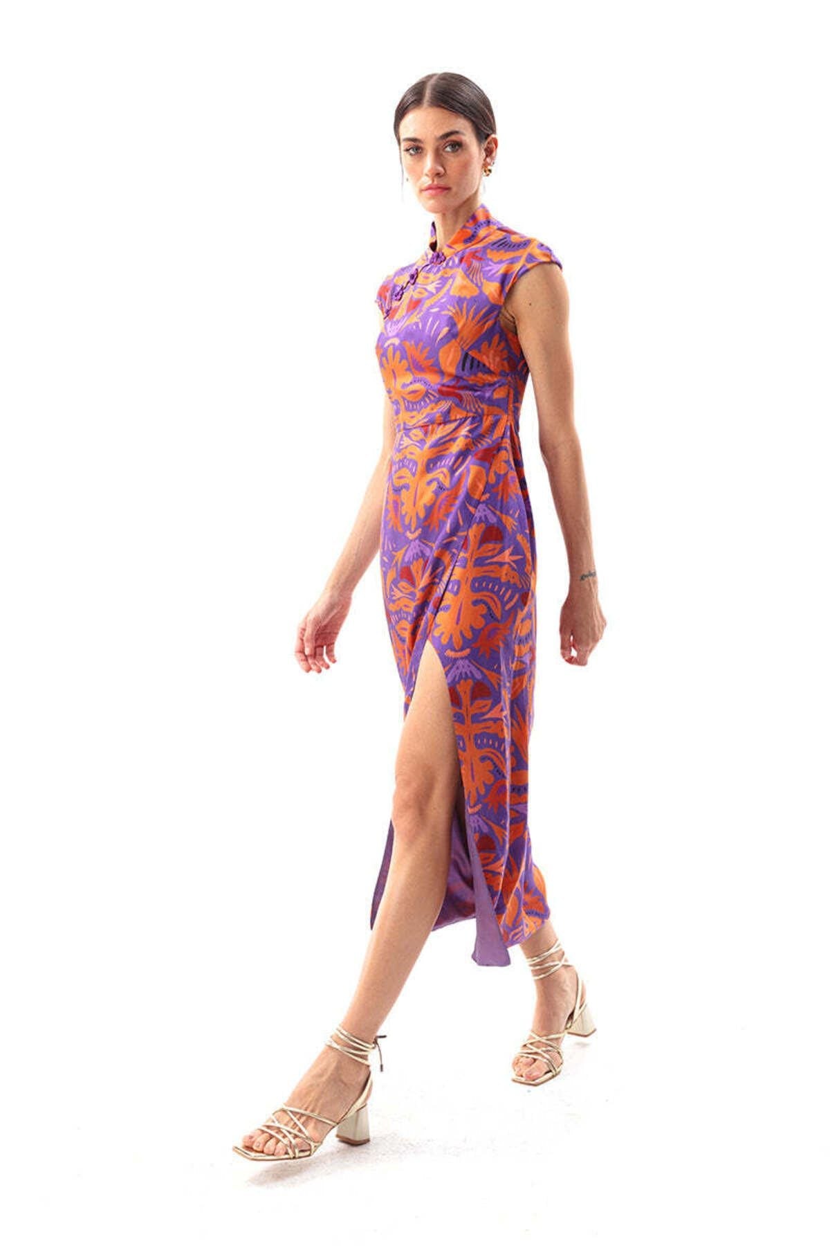 Mauve Maxi Cheongsam Dress