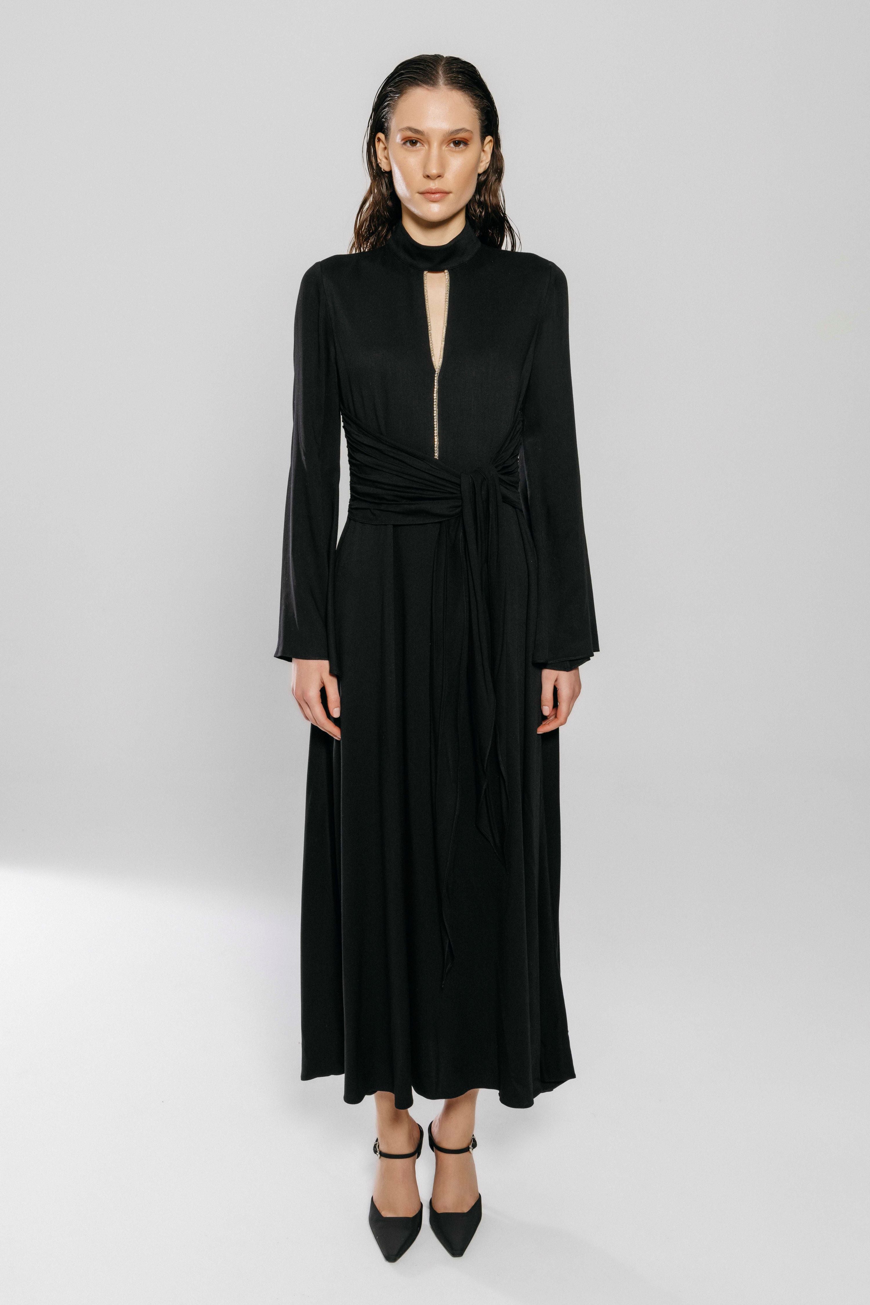 Black Rhinestone Maxi Dress