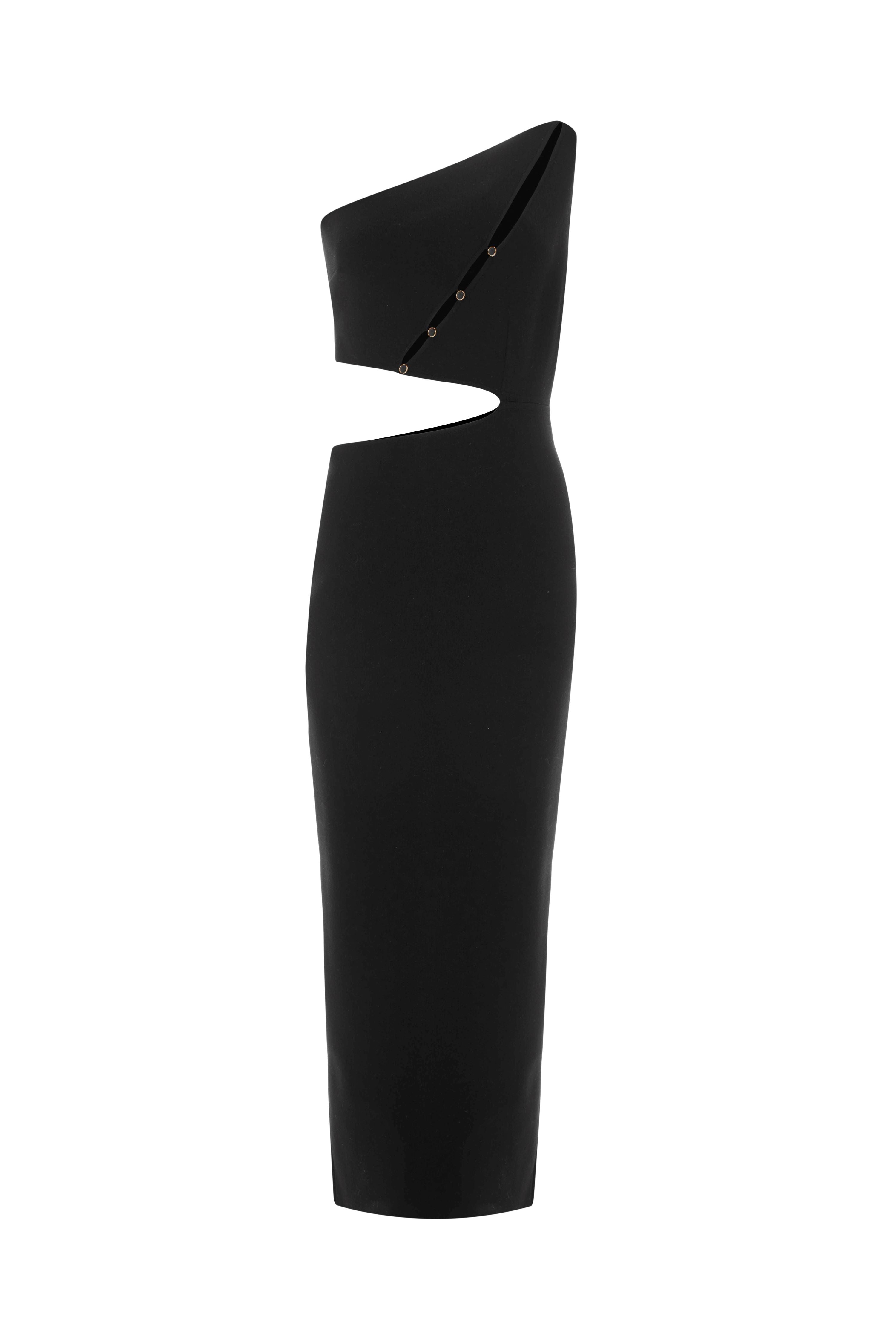 Black Knit Midi Cutout Dress