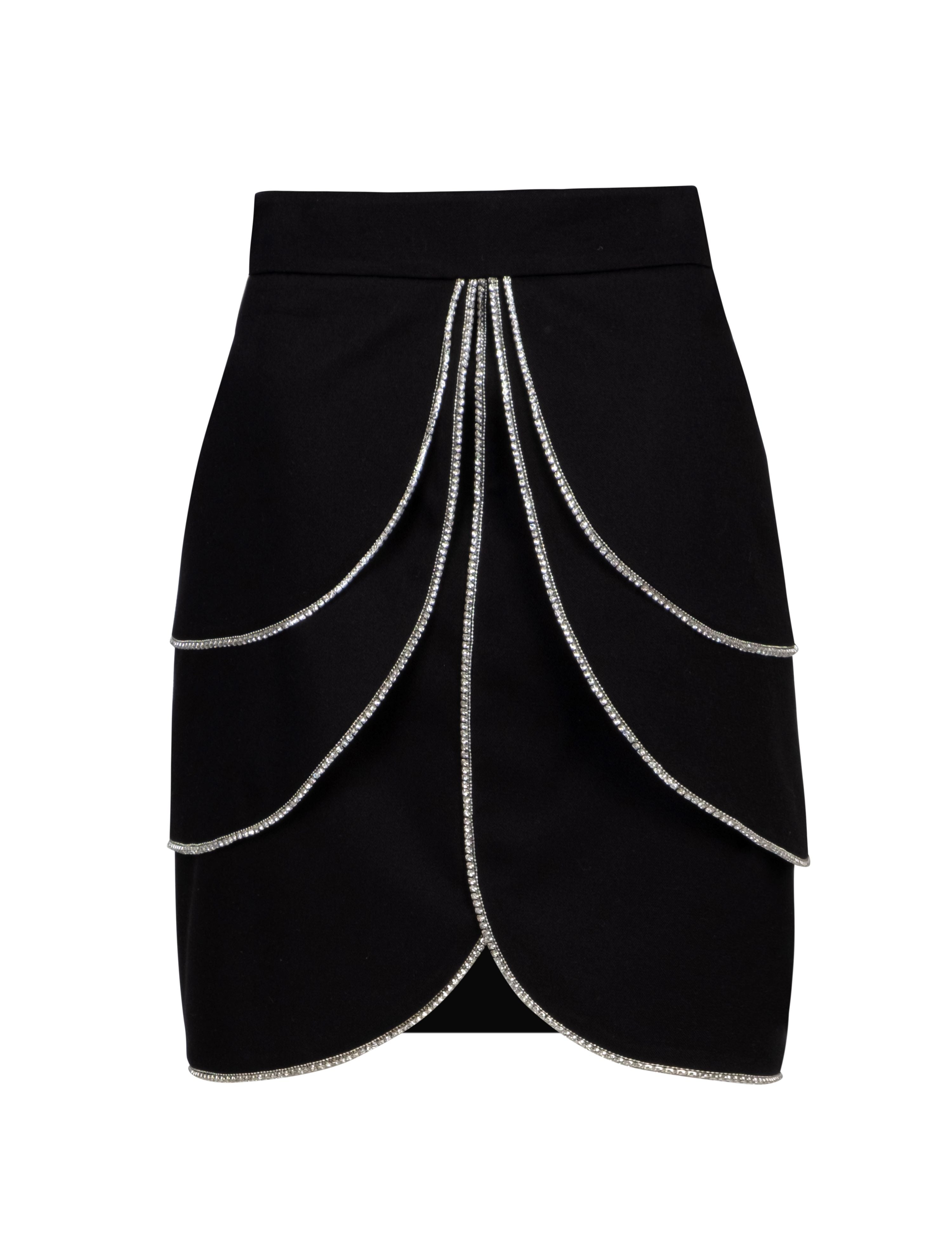 Black Rhinestone Mini Skirt