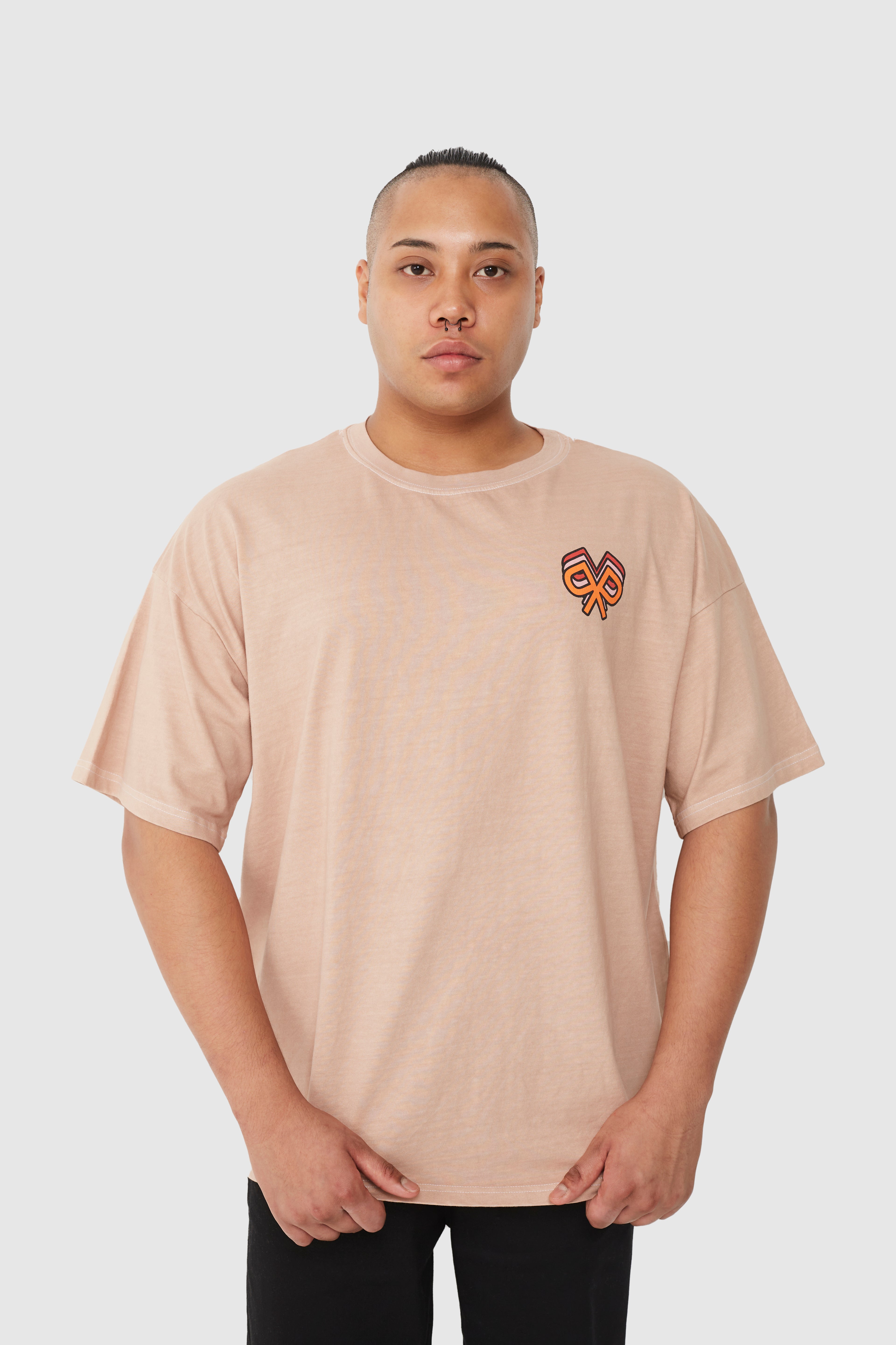 "Home" Pale Brown Boxy Fit T-Shirt