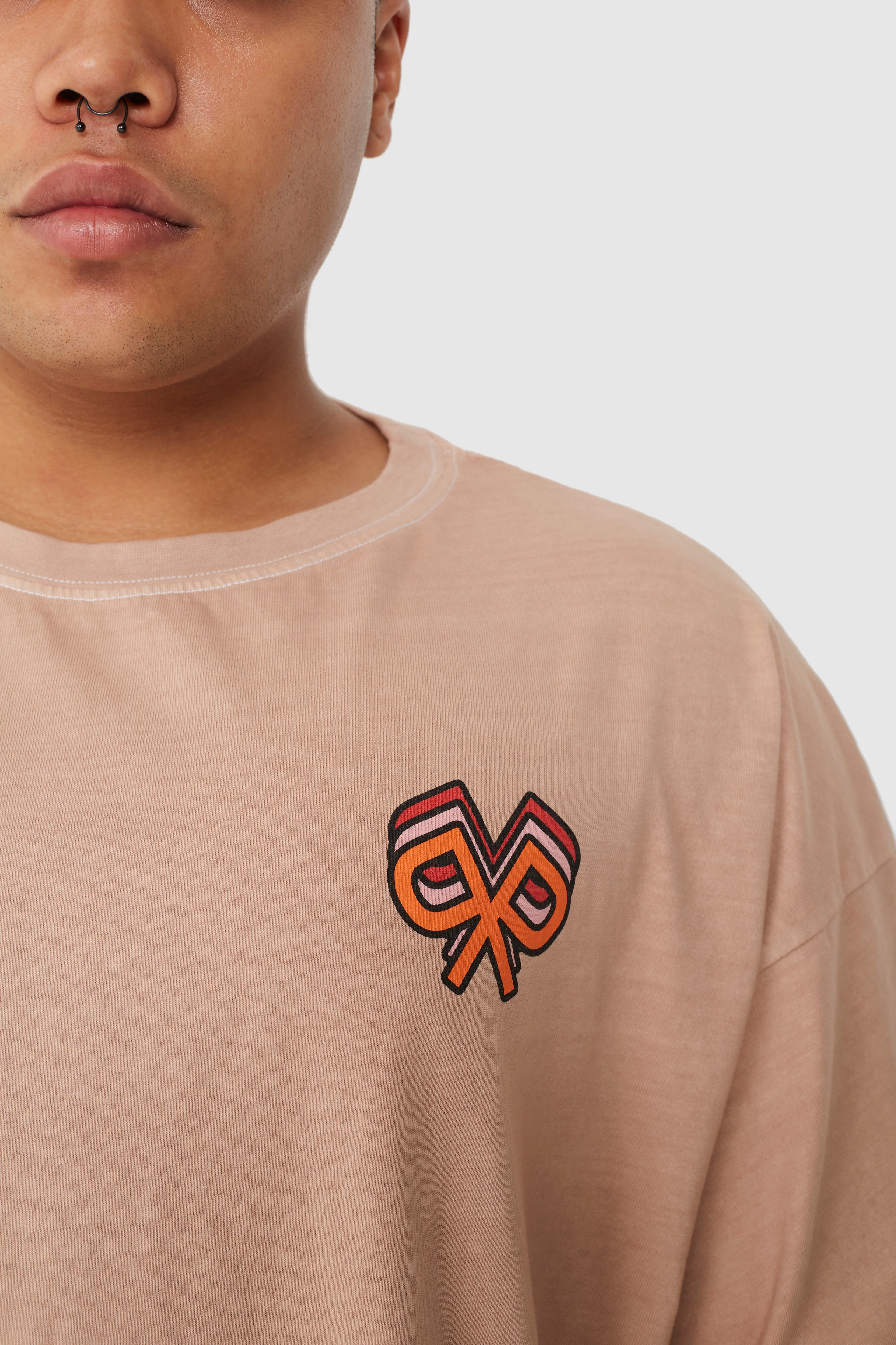 "Home" Pale Brown Boxy Fit T-Shirt