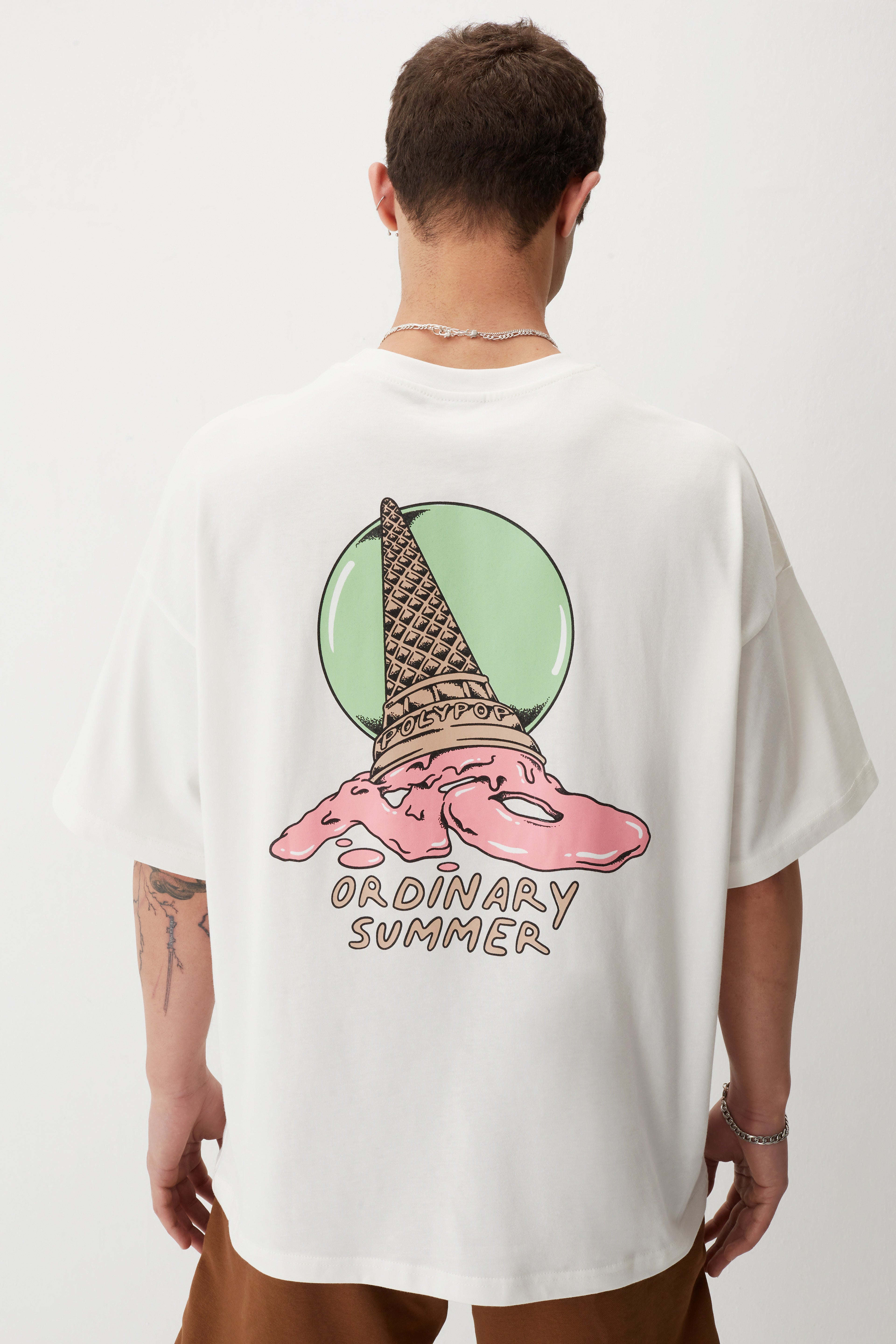 "No Ordinary Summer" Ecru Boxy Fit T-Shirt