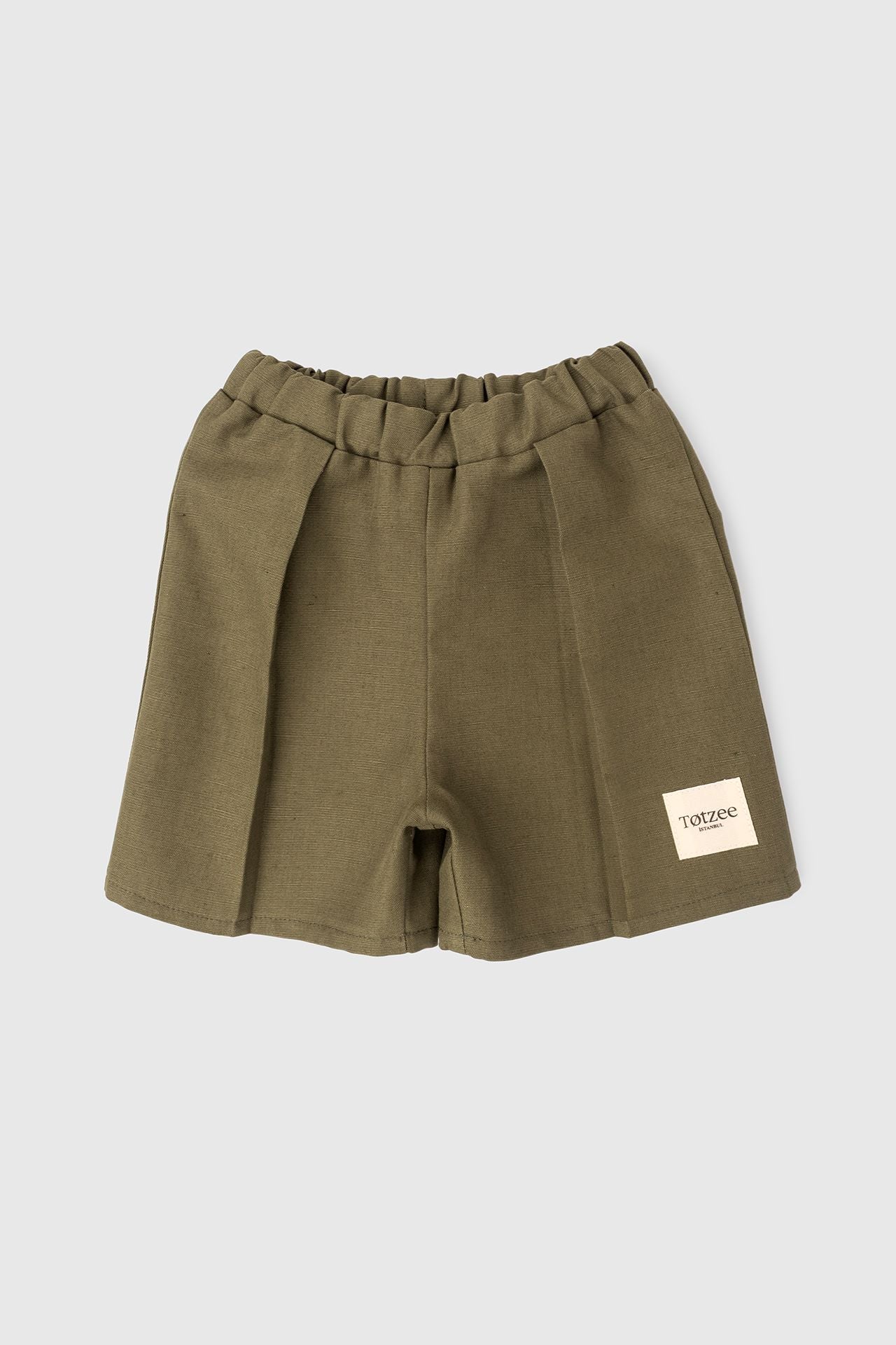 Linen Pleated Shorts Khaki
