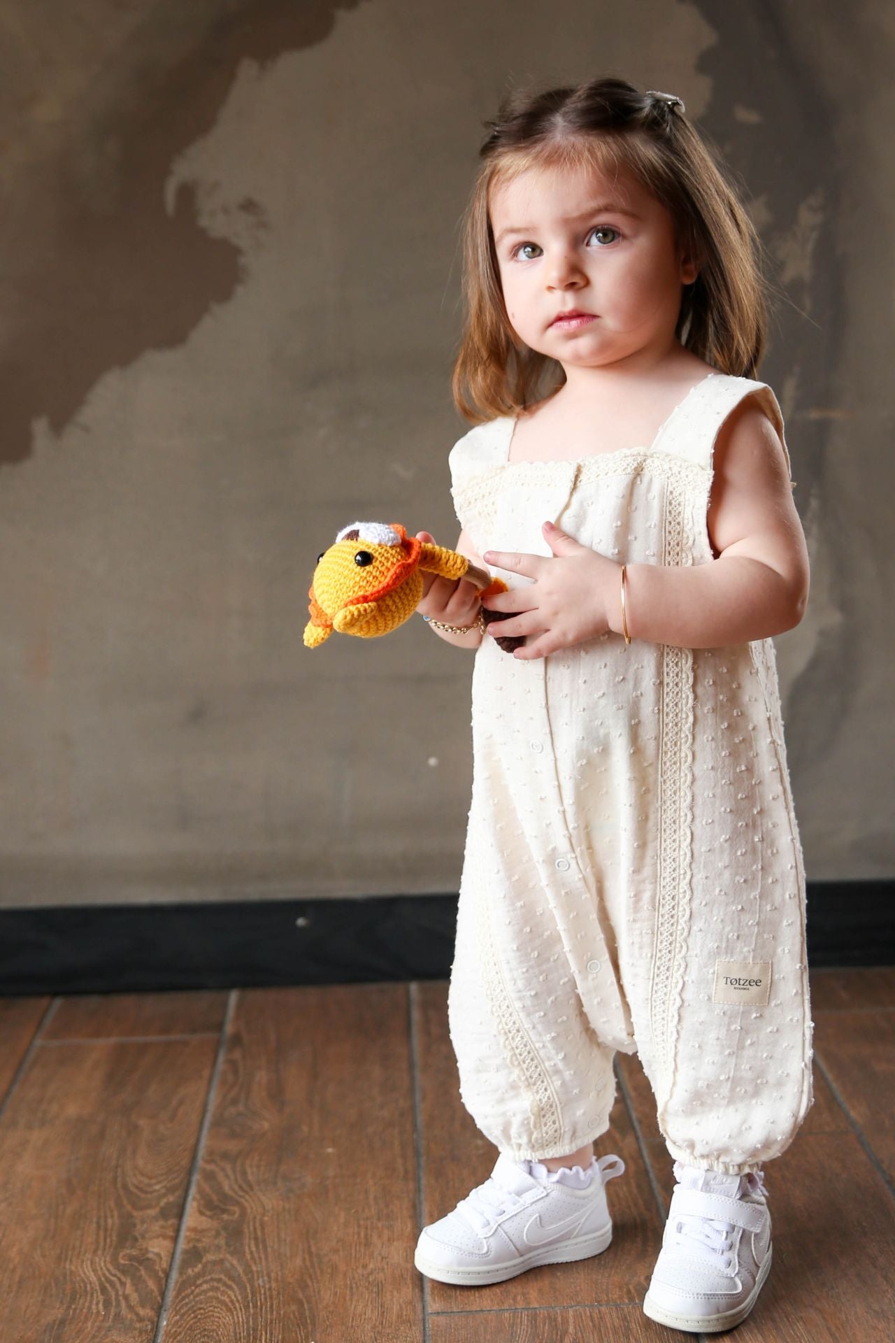 Muslin Lace Detailed Mini Pom Pom Romper Seashell