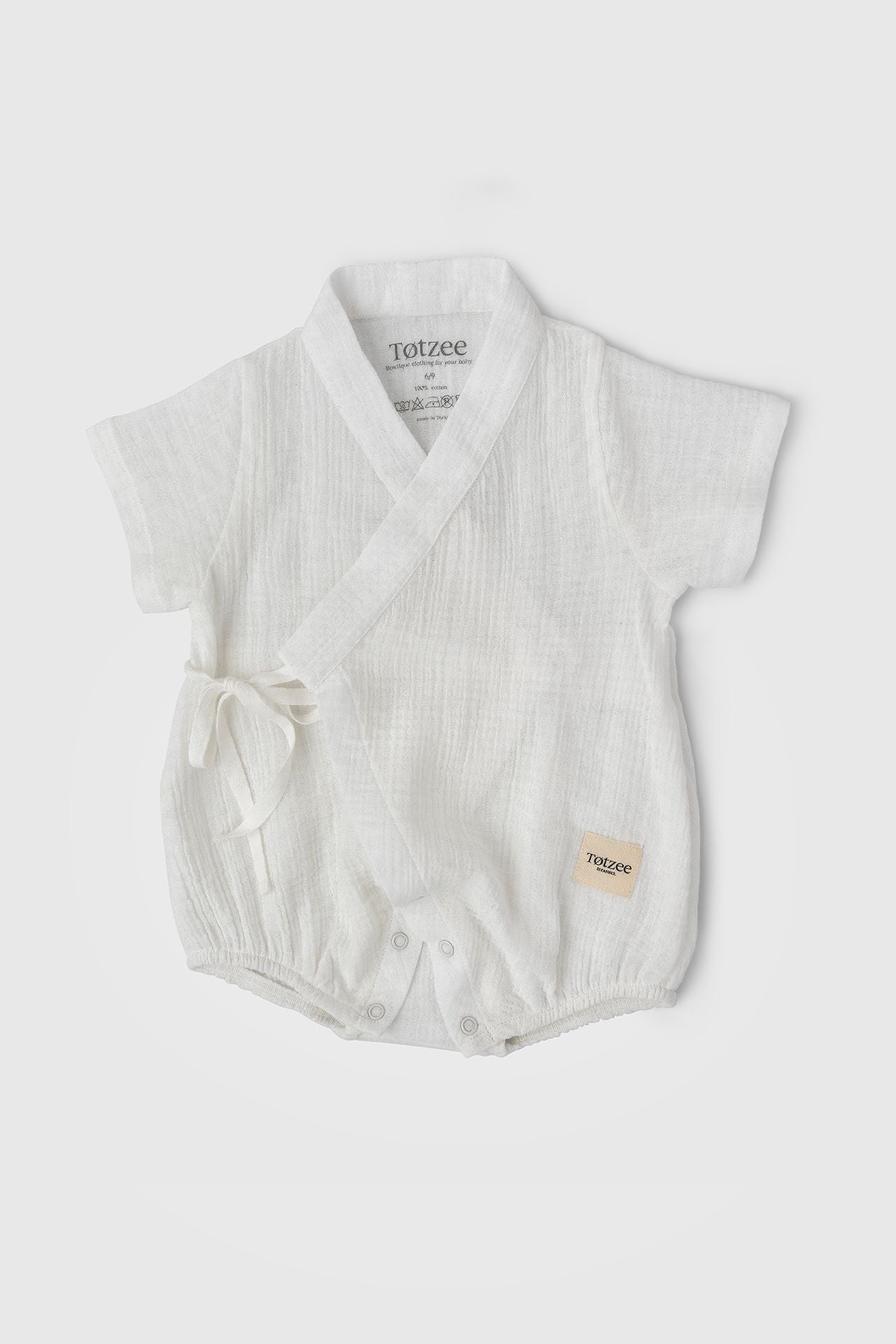 Muslin Short Kimono Romper Ecru