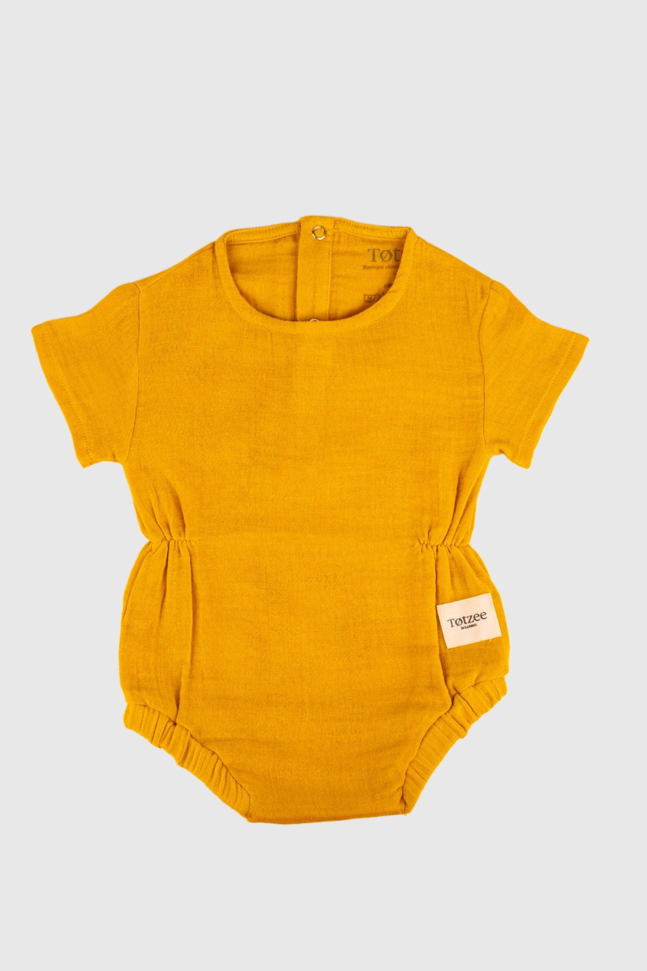 Muslin Waist Gathered Romper Autumn Yellow